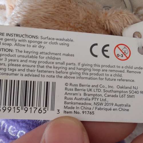 二手Russ Berrie Bears Toy 毛公仔 玩具 小型毛公仔 With Love Bears 鎖匙扣 鑰匙 ...