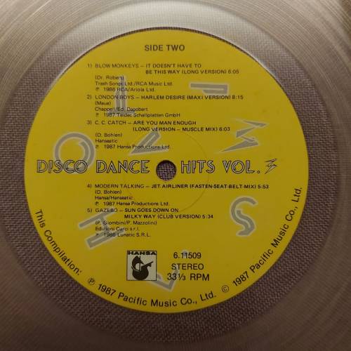 💥黑膠唱片💥Disco Dance Hits Vol.3 (1987)(Clear Vinyl)