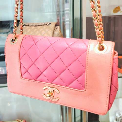 CHANEL粉紅色拼色手袋 Mademoselle Handbag / Crossbody Bag Pink Color