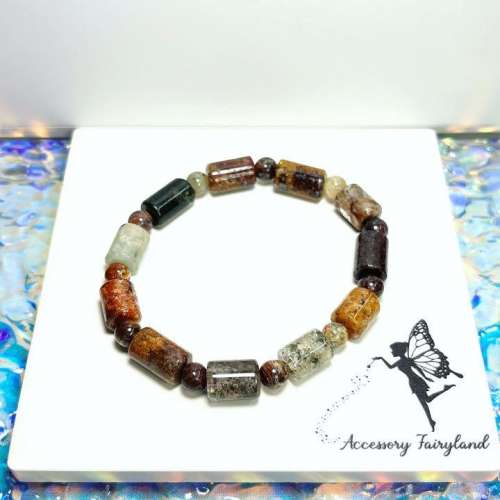 清貨特價-四季幽靈圓柱手鏈 Cylinder Shaped Mixed Phantom Quartz Bracelet