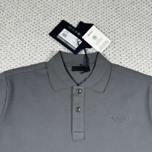全新Prada絲光珠地棉Polo