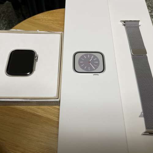Apple Watch 8 45mm LTE 不鏽鋼銀色，剛換全新錶，有保養