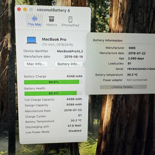 2019 13 inch Macbook Pro 8GB Ram 256GB 4 thunderbolt