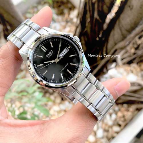 Montres Company 香港註冊公司(32年老店) 卡西歐 CASIO 不鏽鋼錶帶 條字 黑銀色 MT...