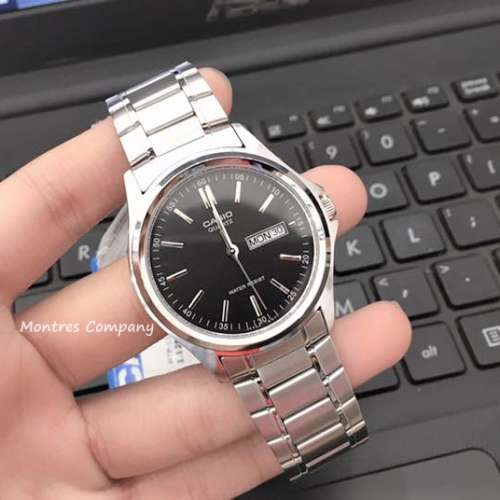 Montres Company 香港註冊公司(32年老店) 卡西歐 CASIO 不鏽鋼錶帶 條字 黑銀色 MT...