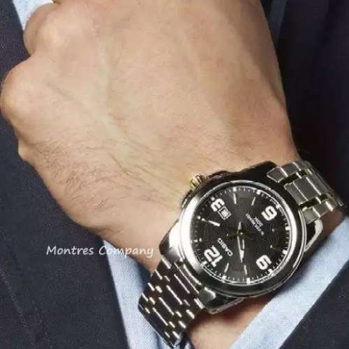 Montres Company 香港註冊公司(32年老店) 卡西歐 CASIO 黑銀色間金 鋼帶 MTP1314 M...