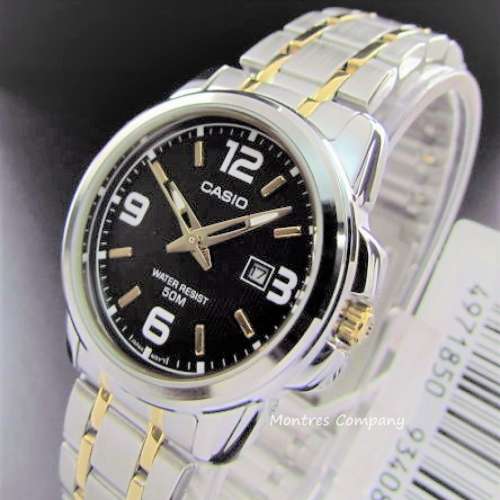 Montres Company 香港註冊公司(32年老店) 卡西歐 CASIO 黑銀色間金 鋼帶 MTP1314 M...