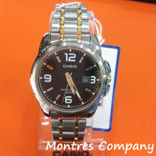 Montres Company 香港註冊公司(32年老店) 卡西歐 CASIO 黑銀色間金 鋼帶 MTP1314 M...