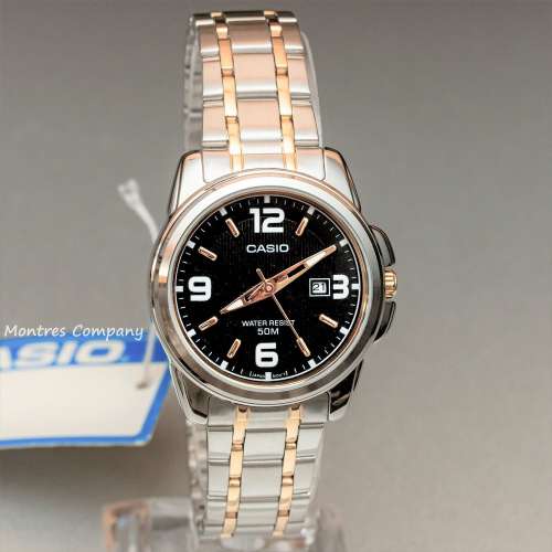 Montres Company 香港註冊公司(32年老店) 卡西歐 CASIO 黑銀色間金 鋼帶 MTP1314 M...