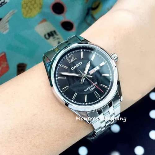 Montres Company 香港註冊公司(32年老店) 卡西歐 CASIO 情侶錶 不鏽鋼 黑銀色 MTP1...