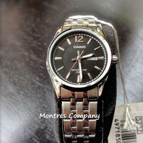 Montres Company 香港註冊公司(32年老店) 卡西歐 CASIO 情侶錶 不鏽鋼 黑銀色 MTP1...