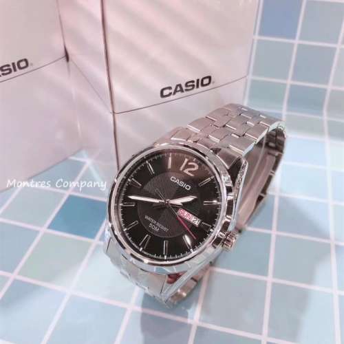 Montres Company 香港註冊公司(32年老店) 卡西歐 CASIO 情侶錶 不鏽鋼 黑銀色 MTP1...