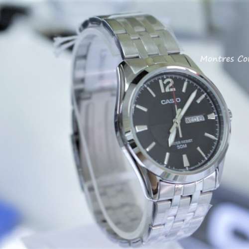 Montres Company 香港註冊公司(32年老店) 卡西歐 CASIO 情侶錶 不鏽鋼 黑銀色 MTP1...