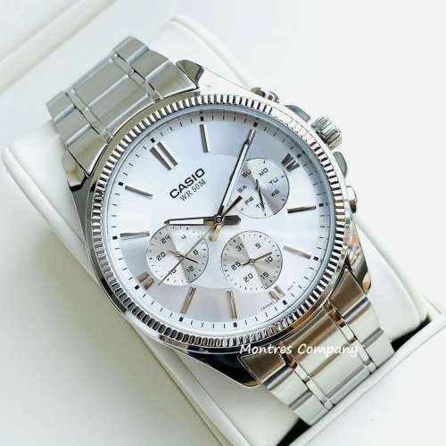 Montres Company 香港註冊公司(32年老店) 卡西歐 CASIO不鏽鋼錶帶 防水 白色 MTP13...