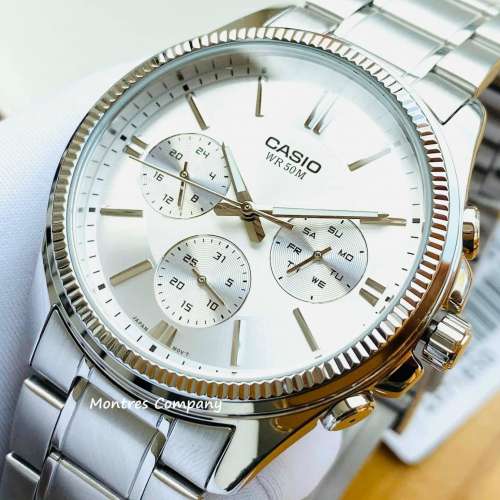 Montres Company 香港註冊公司(32年老店) 卡西歐 CASIO不鏽鋼錶帶 防水 白色 MTP13...