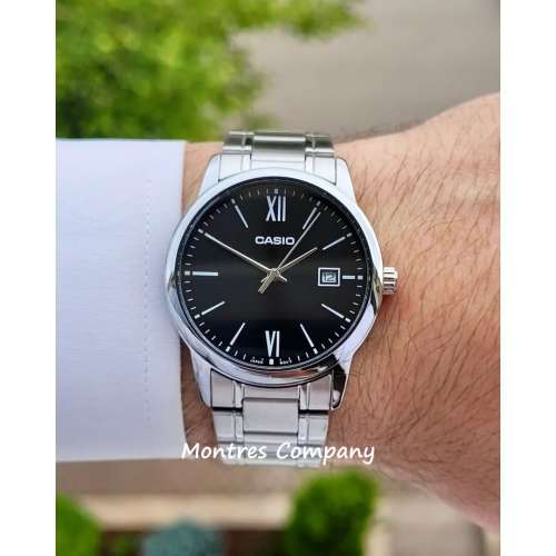 Montres Company 香港註冊公司(32年老店) 卡西歐 CASIO 不鏽鋼錶帶 黑銀色 MTPV002...