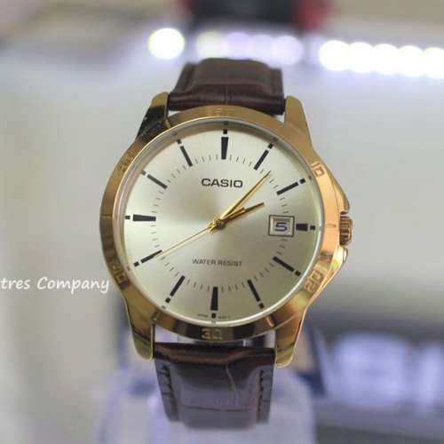 Montres Company 香港註冊公司(32年老店) 卡西歐 CASIO 情侶錶 棕啡色皮革錶帶 MTP...