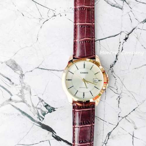 Montres Company 香港註冊公司(32年老店) 卡西歐 CASIO 情侶錶 棕啡色皮革錶帶 MTP...