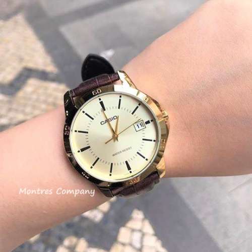 Montres Company 香港註冊公司(32年老店) 卡西歐 CASIO 情侶錶 棕啡色皮革錶帶 MTP...