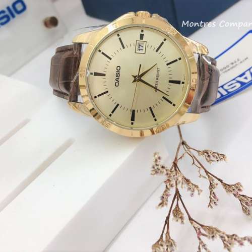 Montres Company 香港註冊公司(32年老店) 卡西歐 CASIO 情侶錶 棕啡色皮革錶帶 MTP...