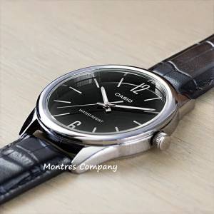 Montres Company 香港註冊公司(32年老店) 卡西歐 CASIO 情侶錶 黑色皮革錶帶 數字黑...