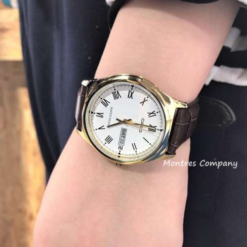 Montres Company 香港註冊公司(32年老店) 卡西歐 CASIO 情侶錶 棕啡色皮革錶帶 MTP...