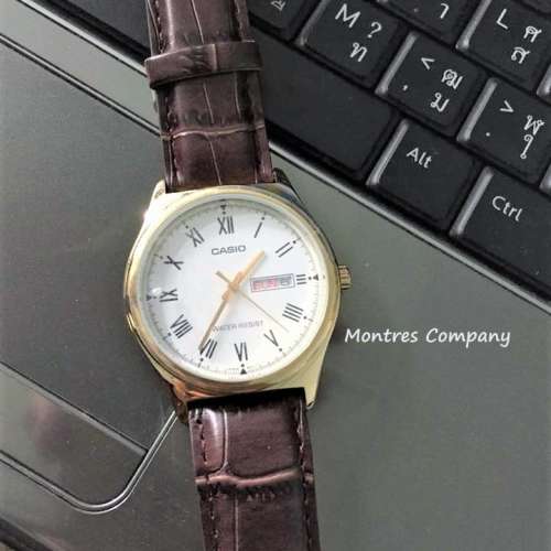 Montres Company 香港註冊公司(32年老店) 卡西歐 CASIO 情侶錶 棕啡色皮革錶帶 MTP...