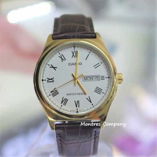 Montres Company 香港註冊公司(32年老店) 卡西歐 CASIO 情侶錶 棕啡色皮革錶帶 MTP...