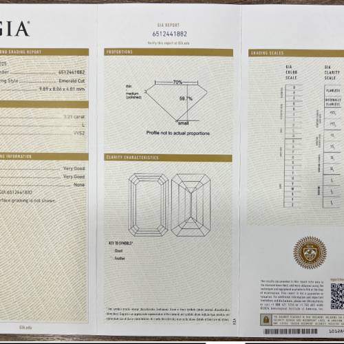 天然南非真鑽石，祖母綠型(Emerald Cut)