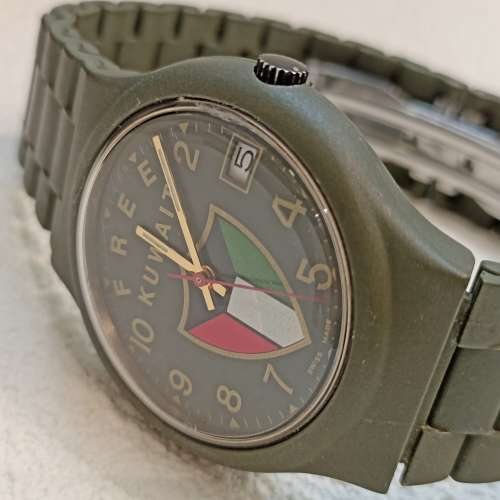 ⌚#議價請移玉步⚡no bargain ⌚ Vintage Swiss Made「 FREE KUWAIT」QZ電子35mm,w...