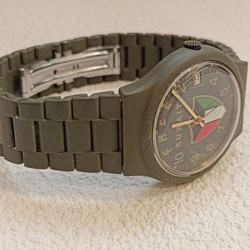 ⌚#議價請移玉步⚡no bargain ⌚ Vintage Swiss Made「 FREE KUWAIT」QZ電子35mm,w...