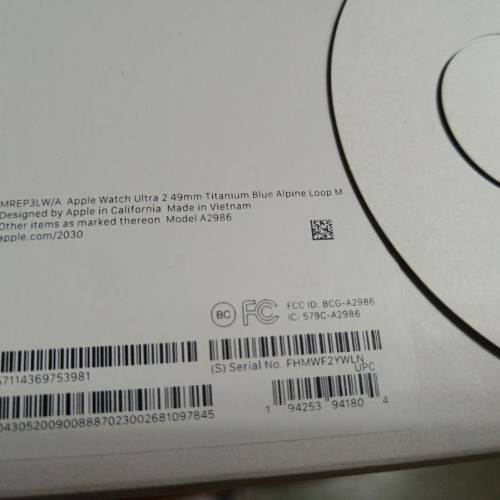 apple watch mrep3lw/a ultra 2  49mm titanium blue alpine loop m