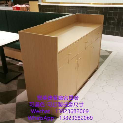 港式餐廳防火板茶水櫃訂做工廠,木紋膠板碗碟櫃收納櫃訂製工廠,顏色可選尺寸可訂做,...