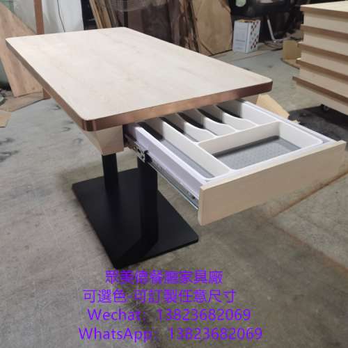 儲物抽屜桌子,香港訂造各種餐檯,防火膠板可以選擇唔同顏色,深圳工廠有部份樣板看,尺...