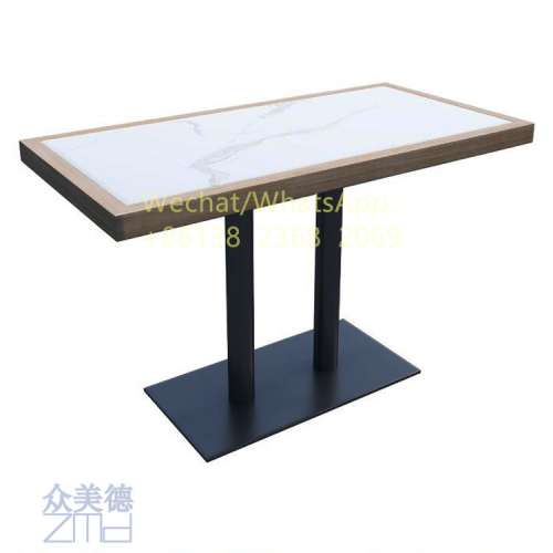 岩板包金屬邊餐枱訂造,港式餐廳桌子批發價格,黑色黑金沙大理石桌子,圓形餐桌訂製,防...