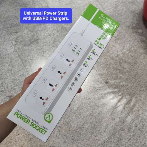 Power Strip 3250w with USB/PD Fast Chargers. 電拖蘇板4插口 附6個USB充電口, 獨...
