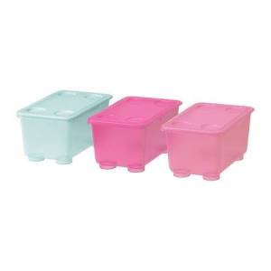 GLIS 連蓋箱 3 件裝 粉紅色/湖水綠色 17x10 厘米 IKEA