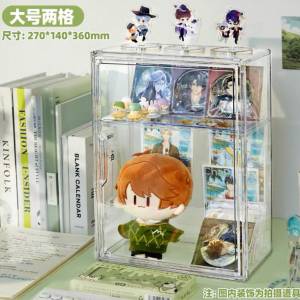 桌面 展示櫃亞克力 展示架櫃子 透明防塵-磁吸門-大號兩格