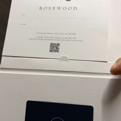 Rosewood Gift card for 4-course dinner at Henry