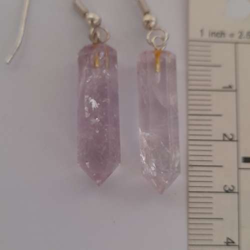 天然髮晶耳環，27x7mm,銀耳鉤。清理多年前舊存貨，歡迎出價。no.2.3.25