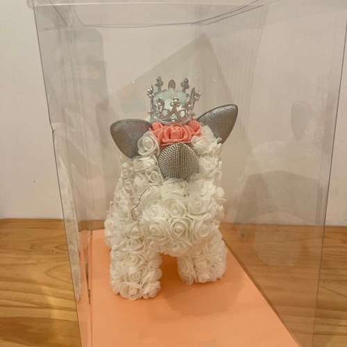 Rose Unicorn (包皇冠LED燈) 禮盒玫瑰獨角獸 聖誕 永生玫瑰花獨角獸寶寶 - 嬰兒白...