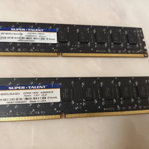 桌上電腦主機用之內存記憶體DDR3-1600 4GD RAM［兩條38元］
