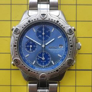 精工响鬧、兩地時間、計時石英錶 seiko 7T32-6E40