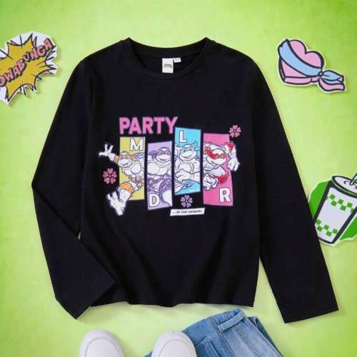 黑色長袖童裝tee