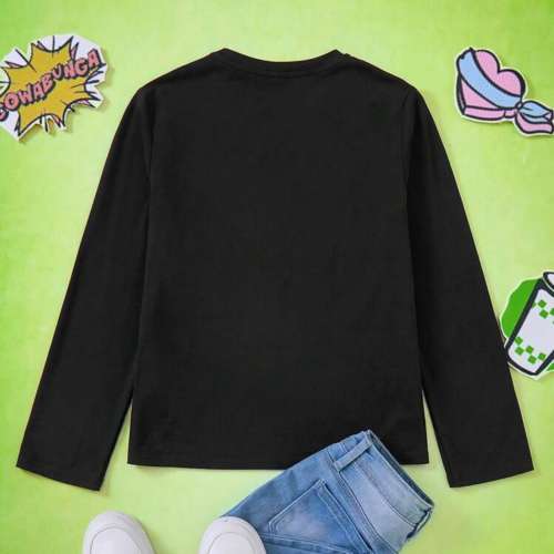 黑色長袖童裝tee