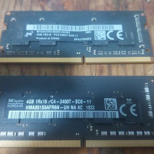 DDR4 4GB 2400 Notebook Laptop 手提電腦 Ram 2條