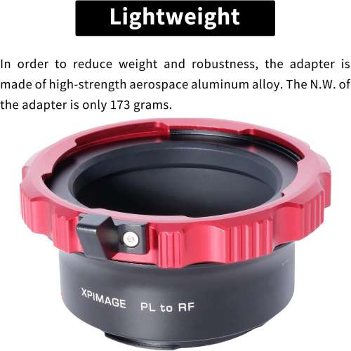 XPIMAGE Arri PL (Positive Lock) Mount Lens To Canon RF Mount Mirrorless Cameras