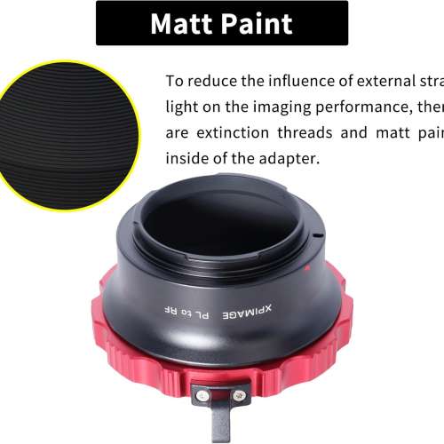 XPIMAGE Arri PL (Positive Lock) Mount Lens To Canon RF Mount Mirrorless Cameras