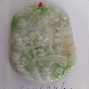 翡翠 A玉  風景吊墜，小橋流水花開富貴，好工有色，原 價500元，現减售330元 no.22...