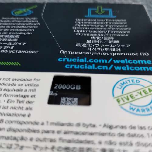 全新 Crucial P5 Plus 2TB TLC NVNe PCIe Gen4 x4 SSD